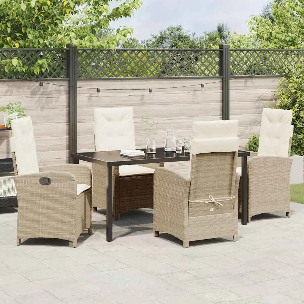 Garden Dining Set Outdoor Furniture 5 Piece Beige Poly Rattan