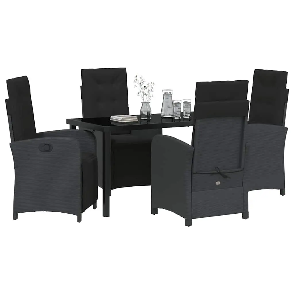 5-Piece Outdoor Dining Set with Glass Top