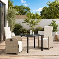 3-Piece Garden Dining Set: Beige Poly Rattan Frame