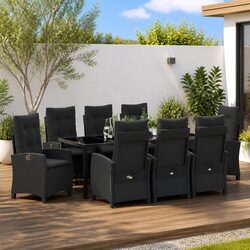 9-Piece Outdoor Dining Set: Steel Frame and Glass Top