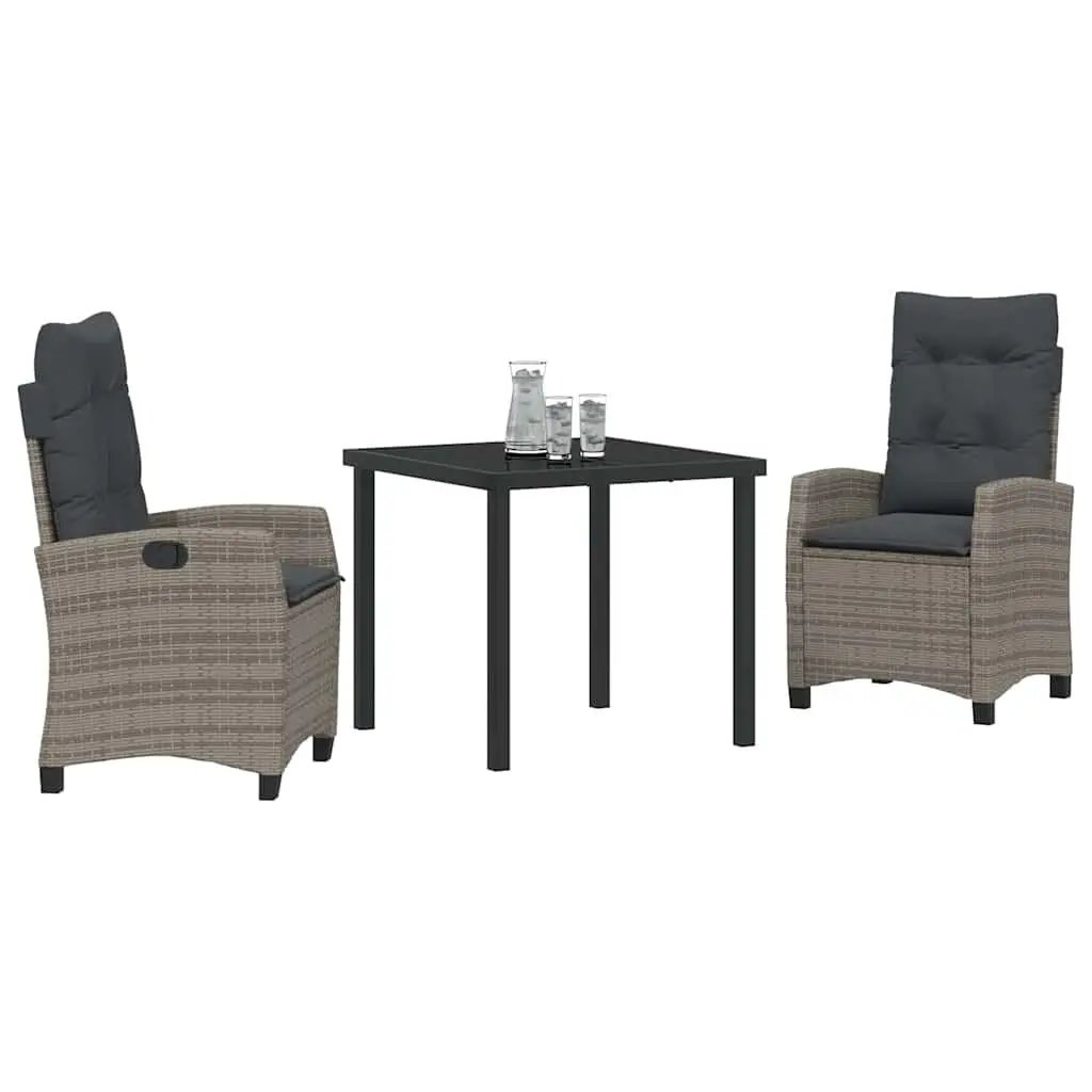 Garden Dining Set Outdoor Furniture 3 Piece Grey Patio Table Chairs