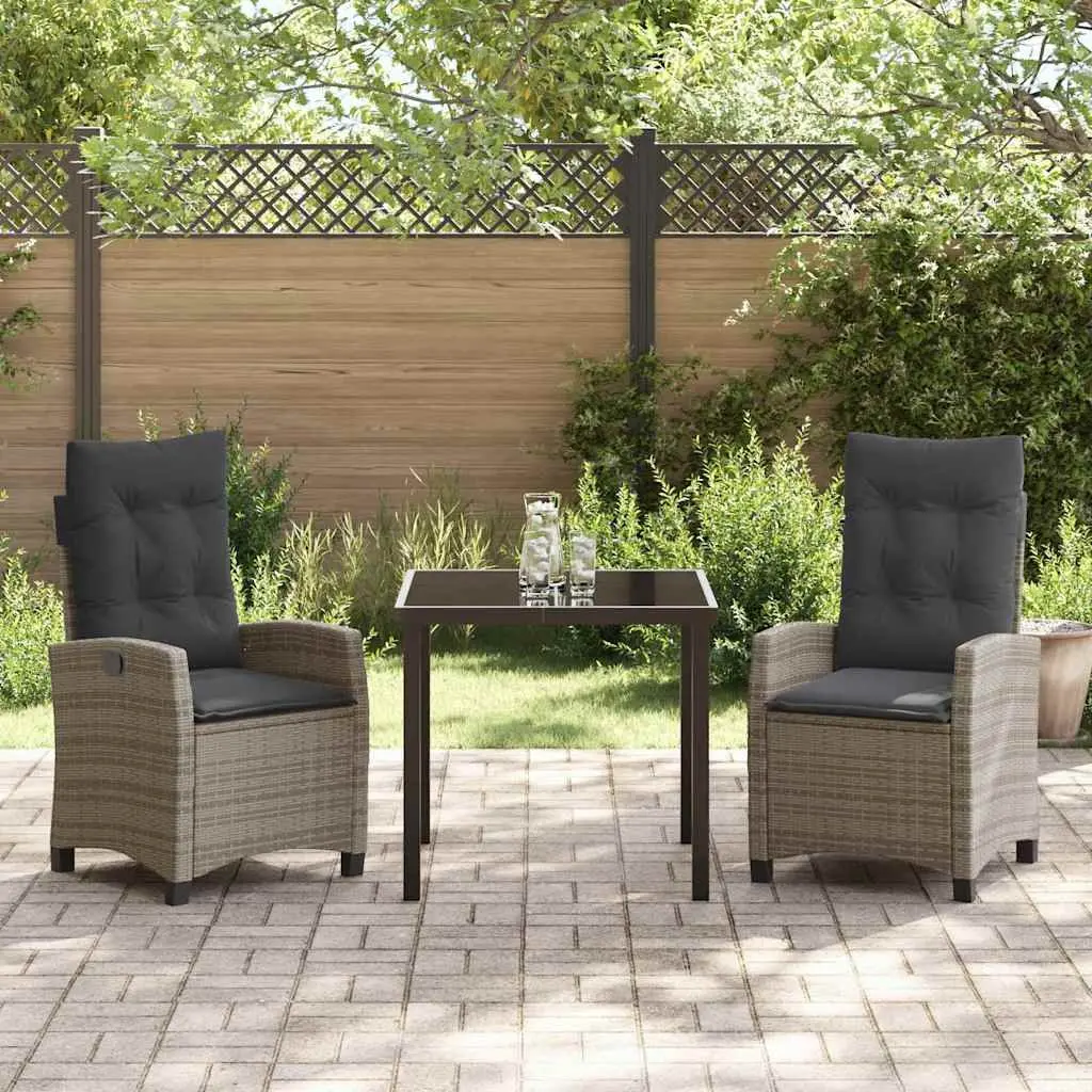 Garden Dining Set Outdoor Furniture 3 Piece Grey Patio Table Chairs