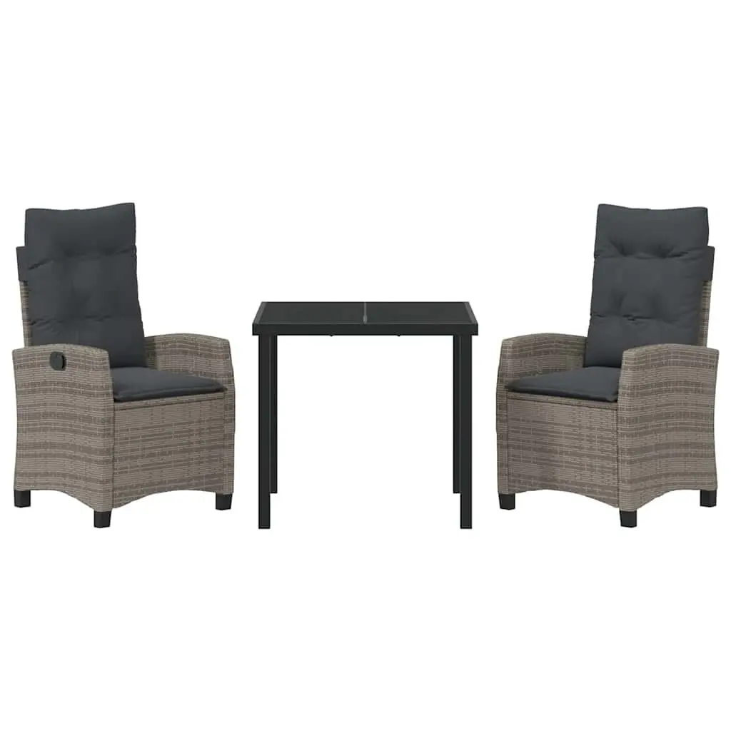 Garden Dining Set Outdoor Furniture 3 Piece Grey Patio Table Chairs