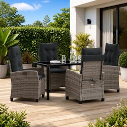 5-Piece Grey Garden Dining Set with Adjustable Chairs