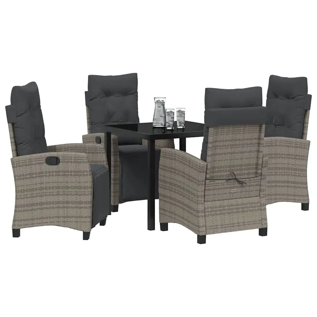 Garden Dining Set Outdoor Use 5 Piece Grey Poly Rattan Table Chairs