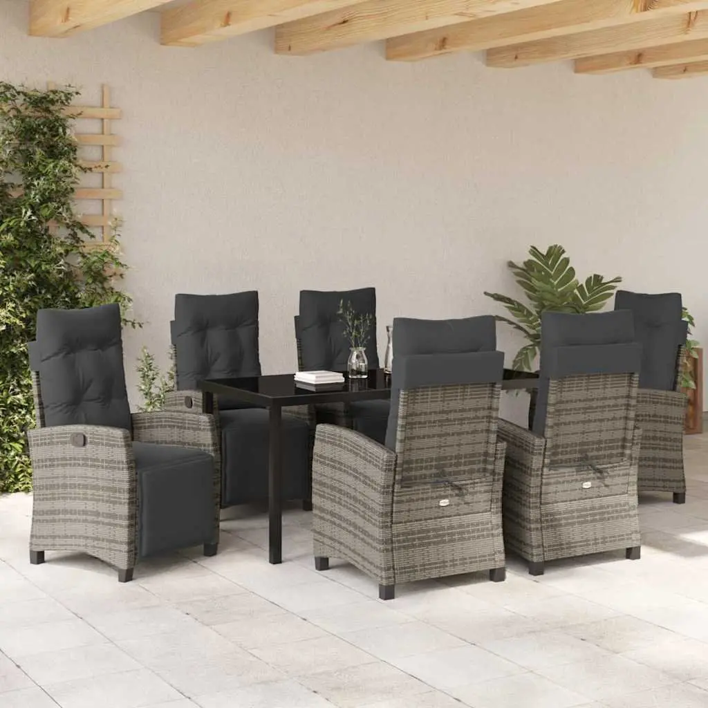 Garden Dining Set 7 Pieces Grey Outdoor Furniture Patio Table Chairs with