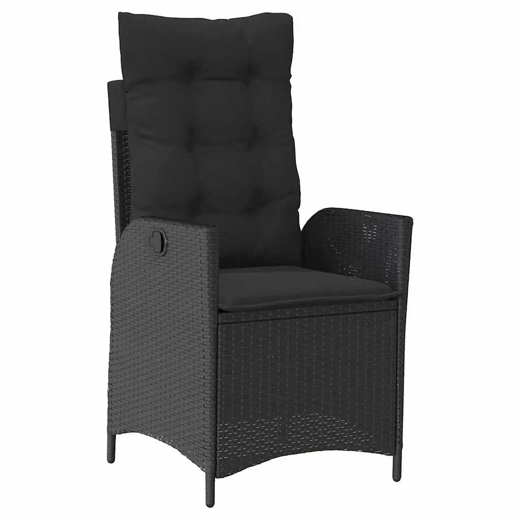 Garden Dining Set Outdoor Patio Furniture 3 Piece Black Poly Rattan Glass Table