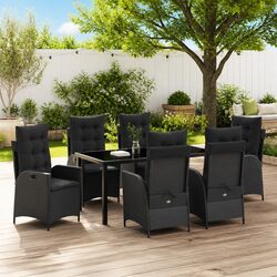 7-Piece Garden Dining Set with Steel Frame and Glass Top