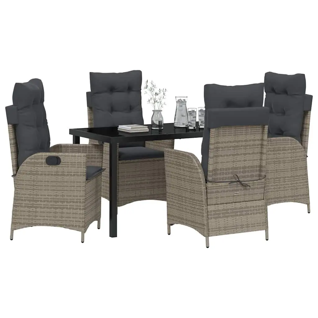Garden Dining Set 5 Pieces Outdoor Patio Furniture with Cushion Grey