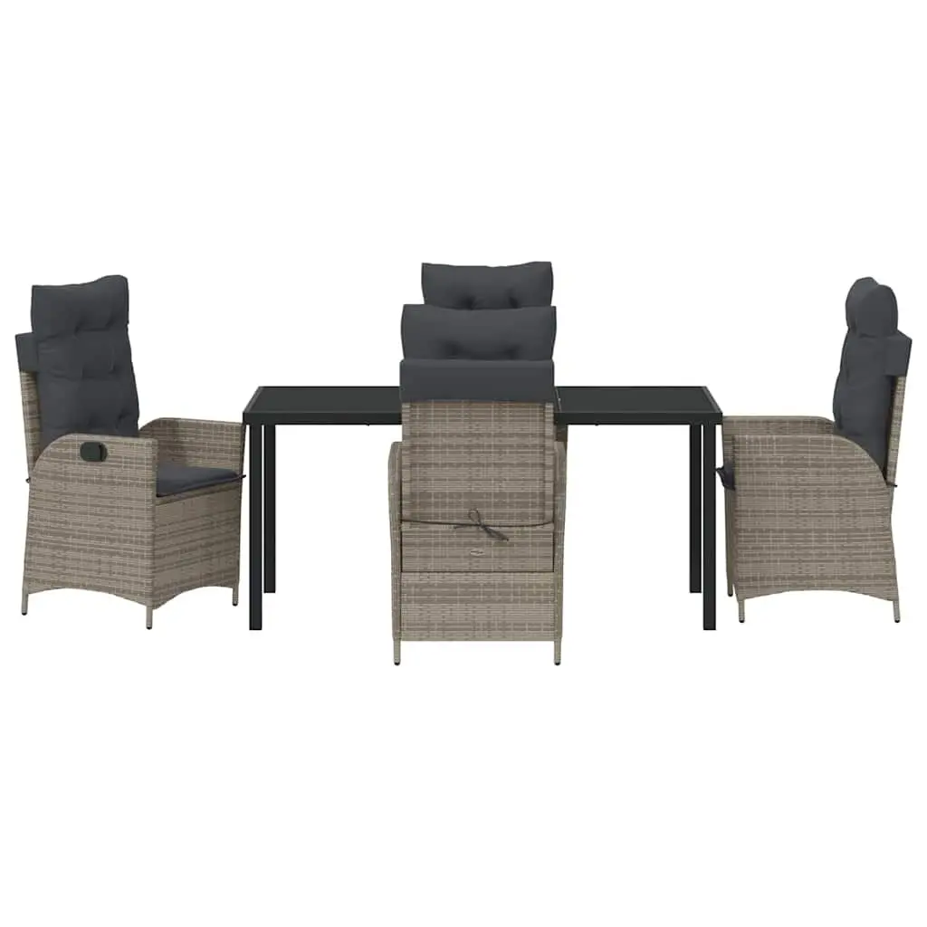 Garden Dining Set Outdoor Use 5 Piece Grey Poly Rattan Glass Table