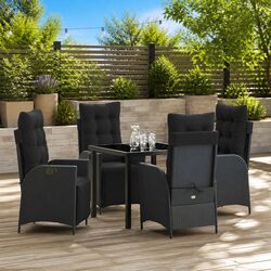 Specifications of 5 Piece Black Poly Rattan Garden Set