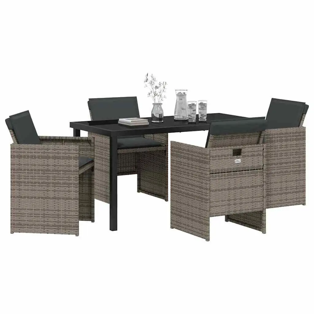 5-Piece Grey Garden Dining Set with Metal Frame