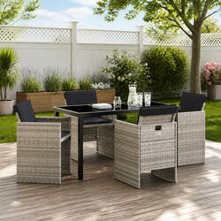 Detailed Specs of 5-Piece Light Grey Garden Dining Set