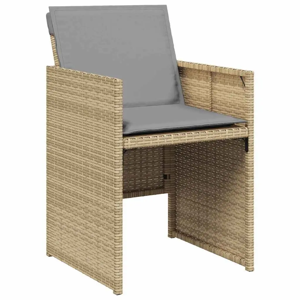 Outdoor Dining Set 5 Piece Garden Furniture Beige Poly Rattan Metal Frame