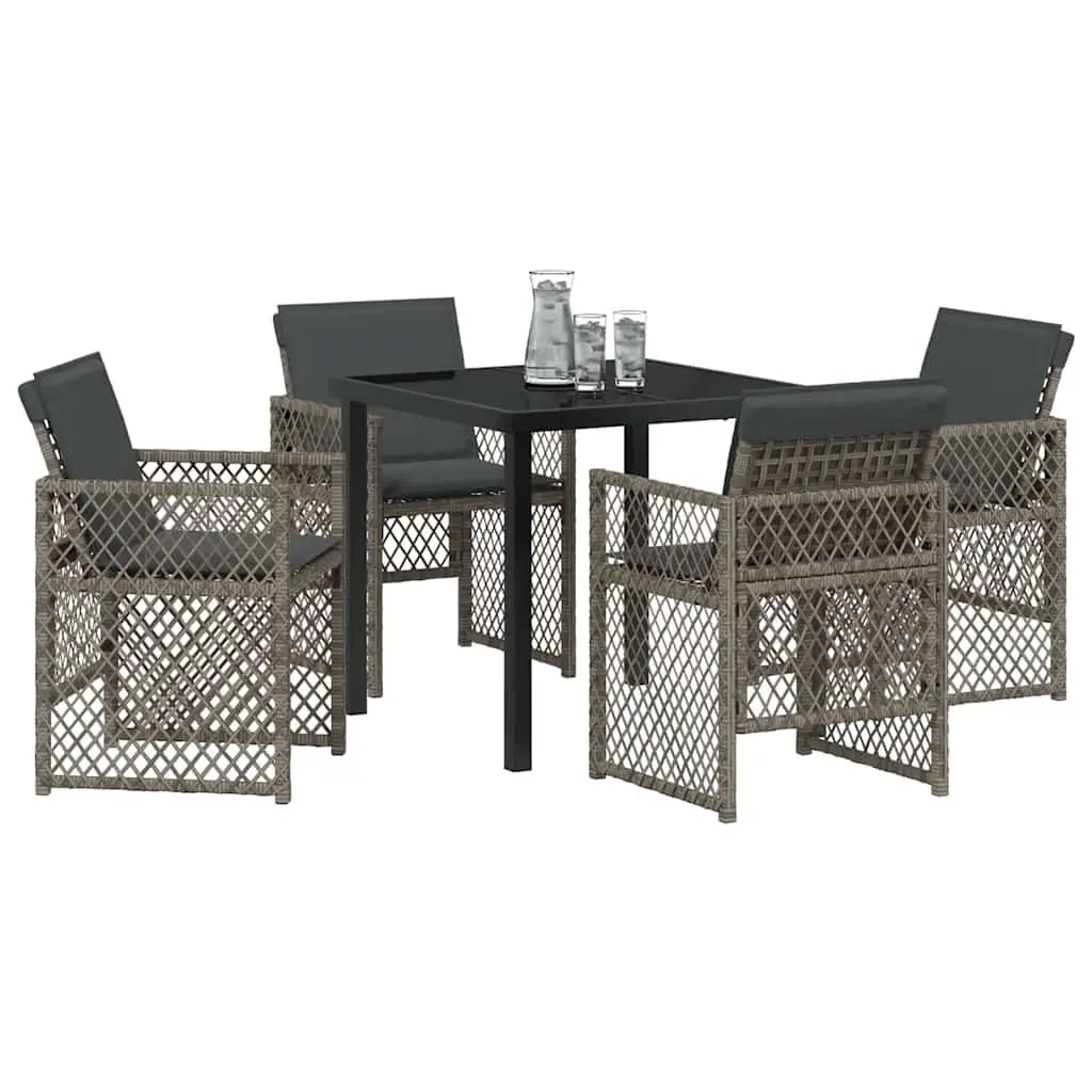 Garden Dining Set 5 Piece Outdoor Use Grey Poly Rattan Table Chairs
