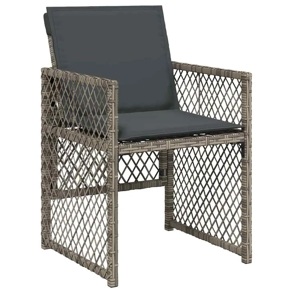 Garden Dining Set Outdoor Use 5 Pieces Grey Poly Rattan Table Chairs