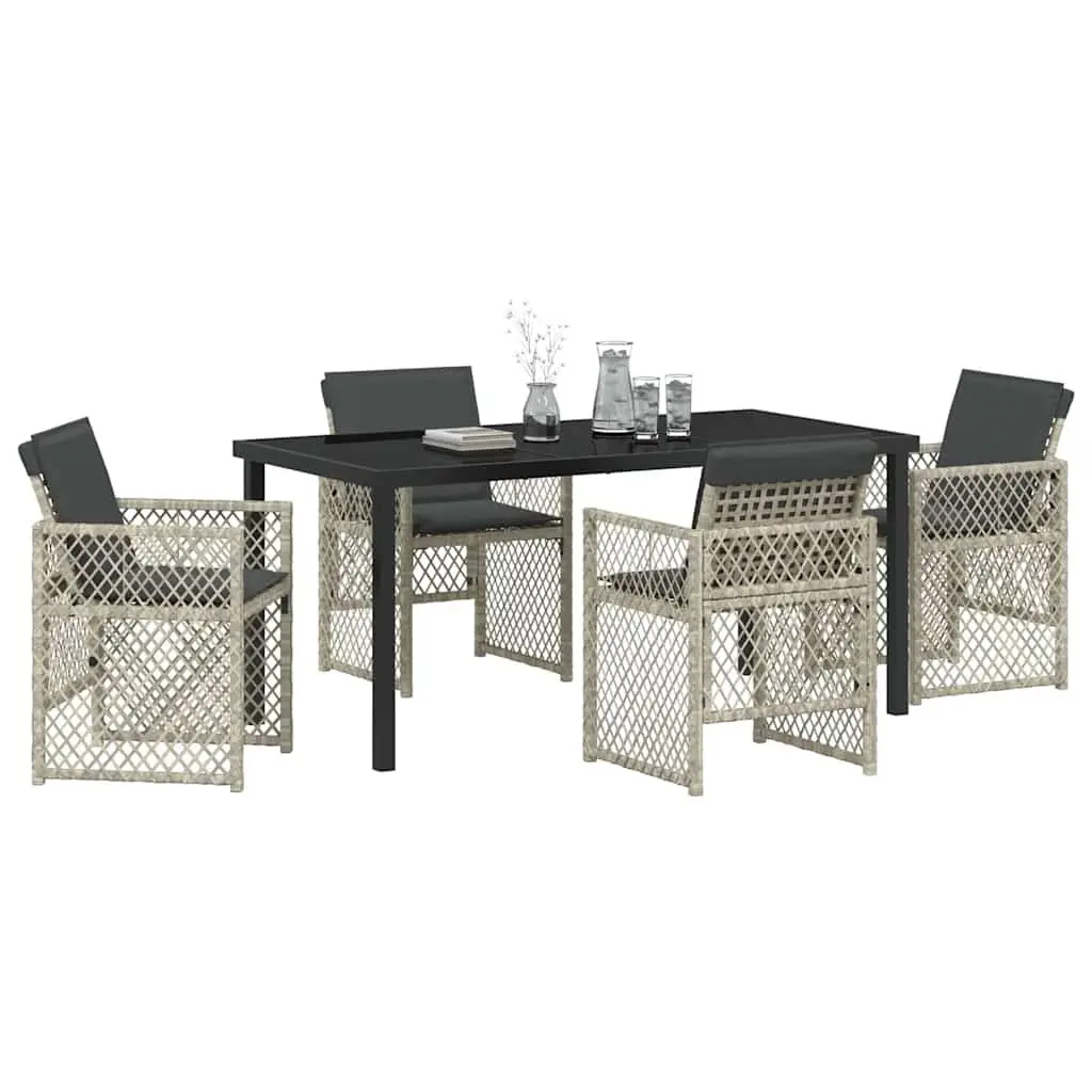 Garden Dining Set Outdoor Use 5 Pieces Light Grey Poly Rattan Patio Table