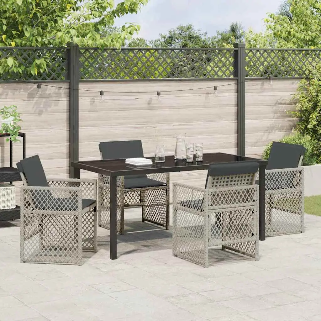 Garden Dining Set Outdoor Use 5 Pieces Light Grey Poly Rattan Patio Table