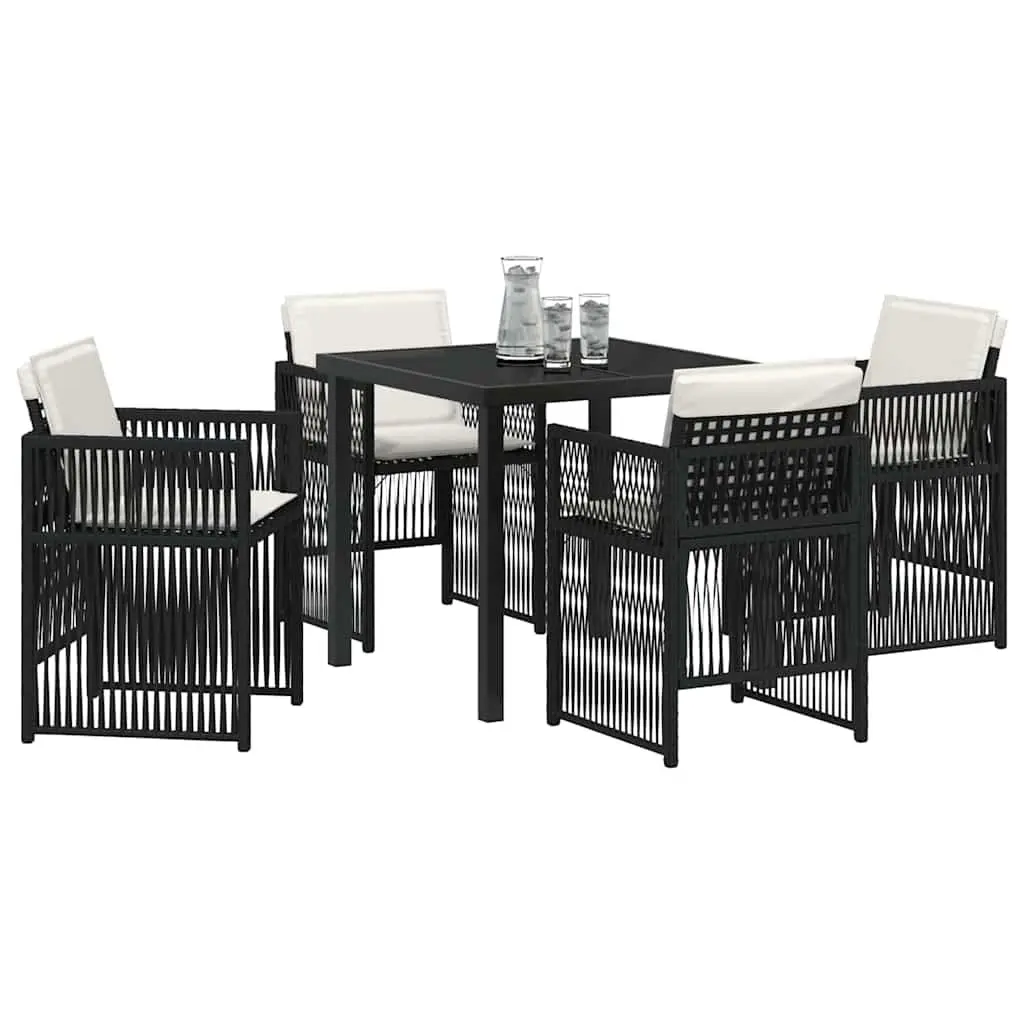 Garden Dining Set 5 Piece Outdoor Use Black Steel Patio Table Chairs