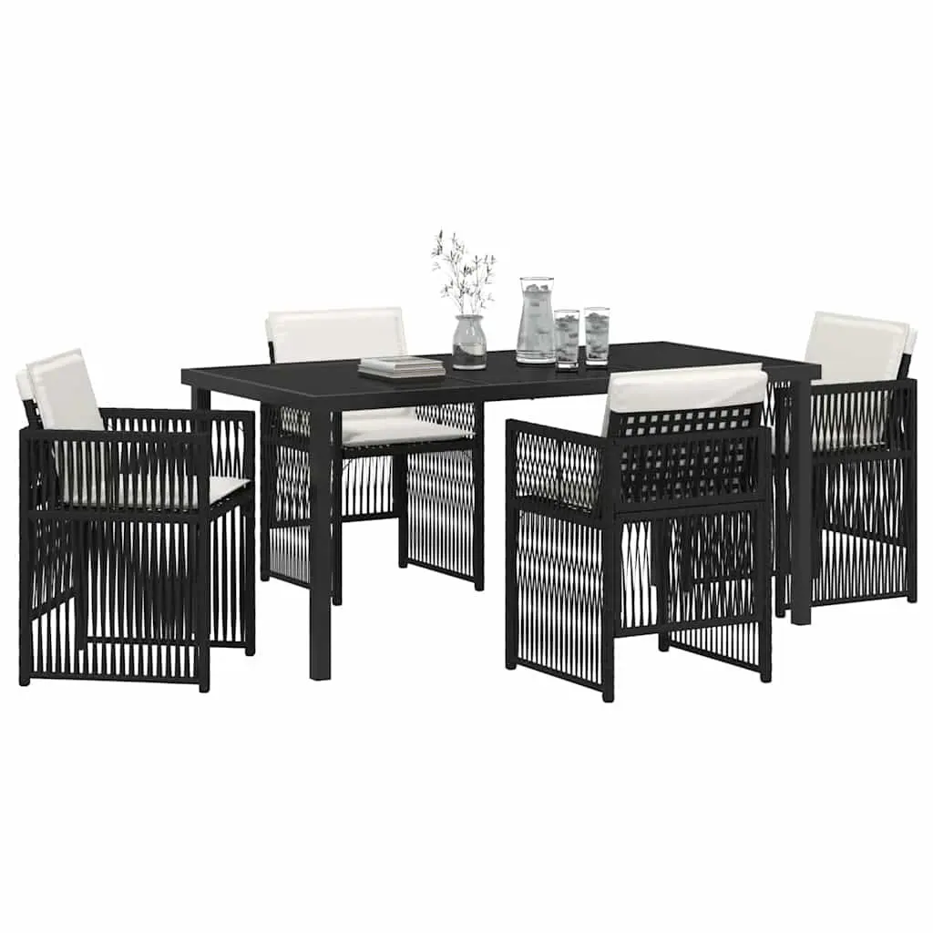 Black Steel 5-Piece Garden Dining Set