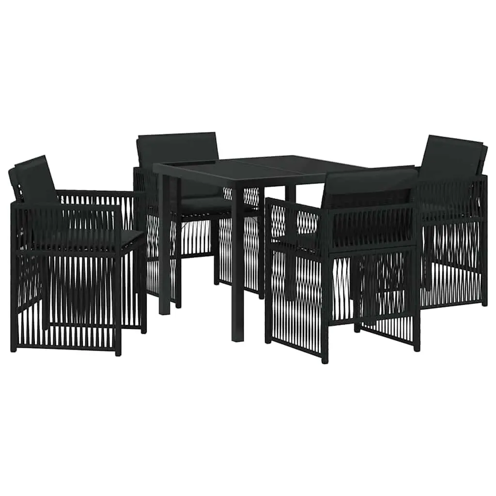 Garden Dining Set 5 Pieces Black Steel Outdoor Furniture Patio Chairs Table