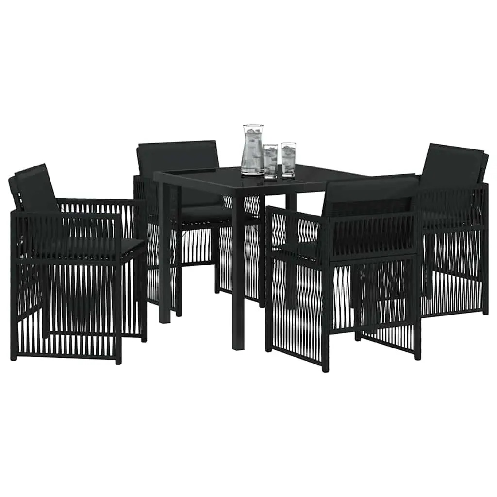 Garden Dining Set 5 Pieces Black Steel Outdoor Furniture Patio Chairs Table