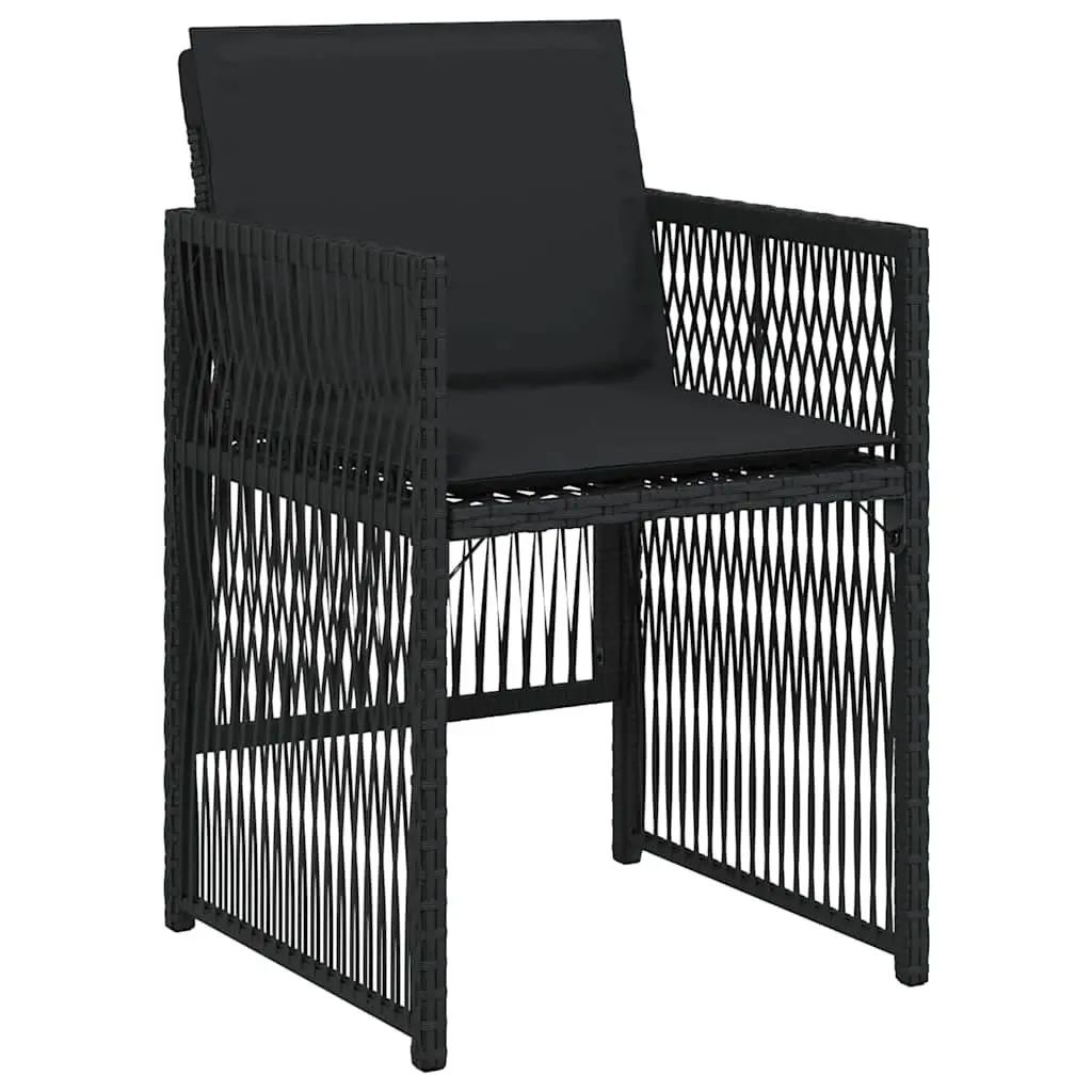 Garden Dining Set 5 Pieces Black Steel Outdoor Furniture Patio Chairs Table