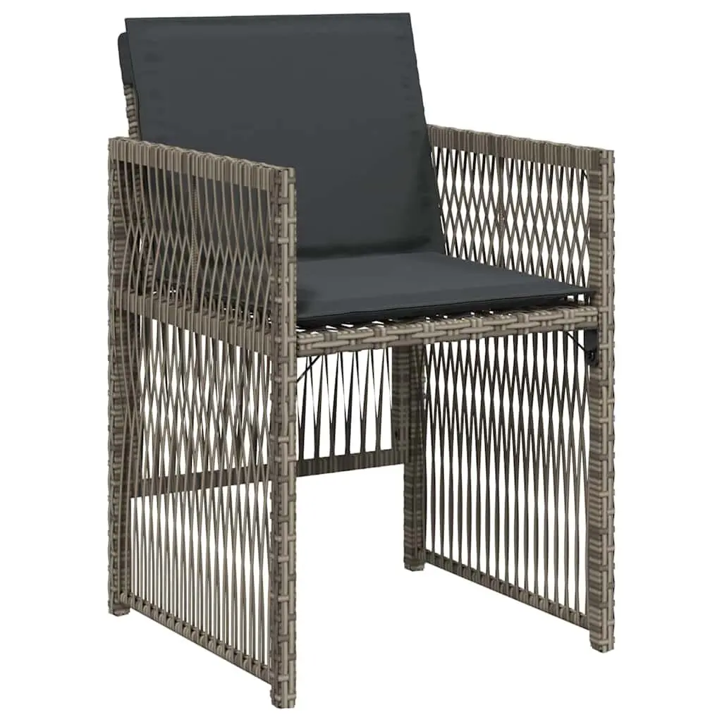 Garden Dining Set Outdoor Use 5 Pieces Grey Steel Frame Armrests Cushions