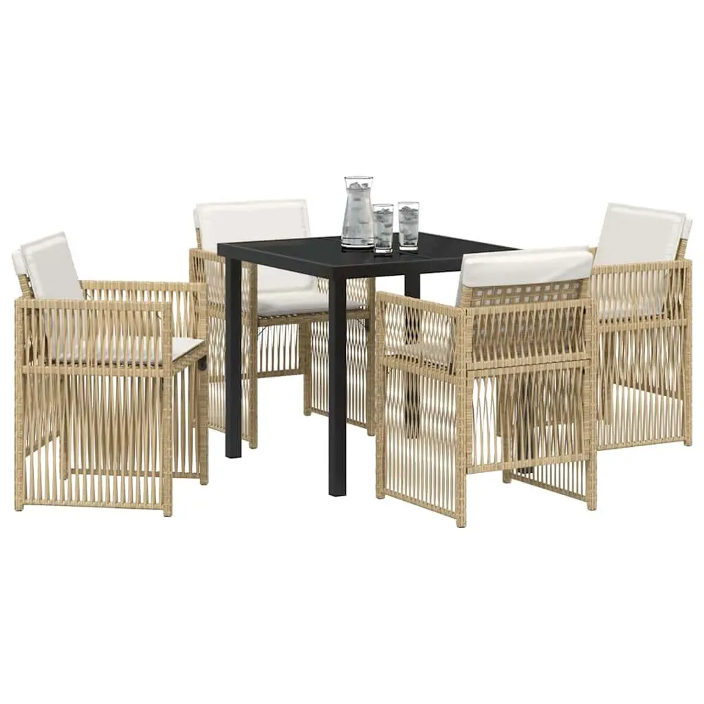 Garden Dining Set Outdoor Furniture 5 Pieces Steel Frame Rattan Armrests