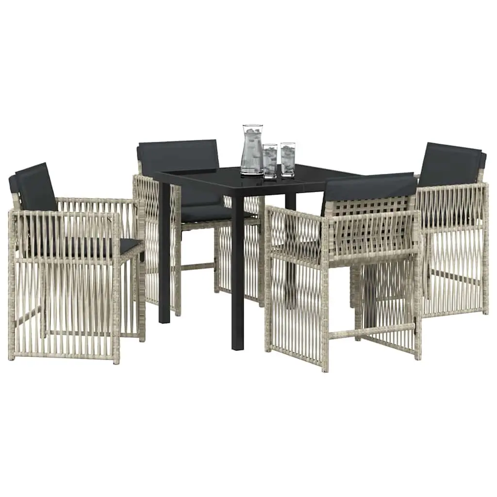 Garden Dining Set 5 Piece Light Grey Steel Outdoor Furniture with Cushions