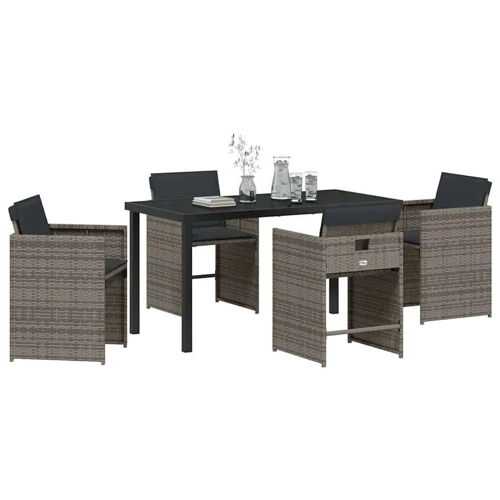 Garden Dining Set 5 Piece Grey Outdoor Furniture Patio Table Chairs