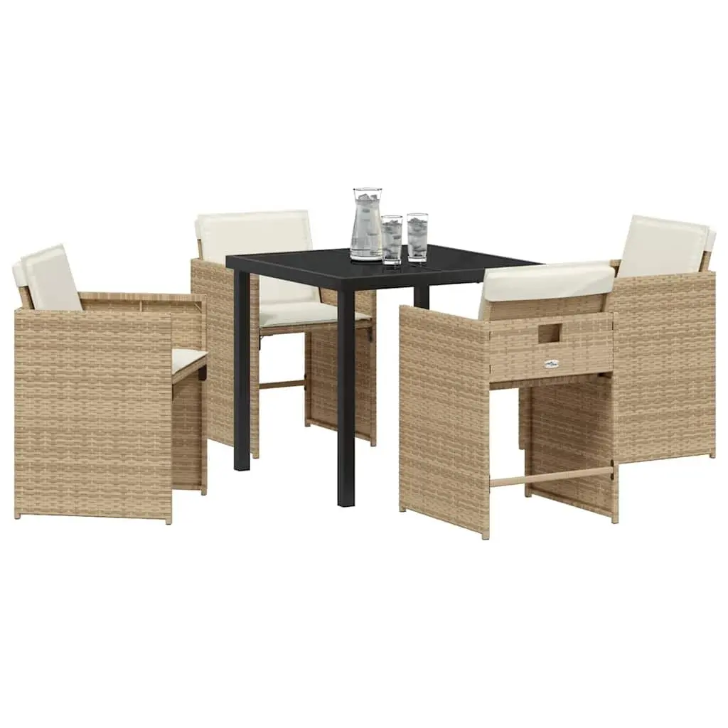 Garden Dining Set 5 Pieces Outdoor Use Poly Rattan Beige