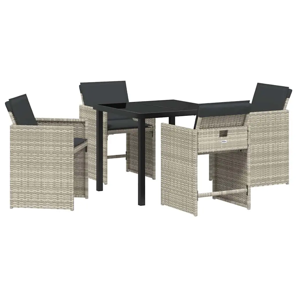 Garden Dining Set Outdoor Use 5 Piece Light Grey Poly Rattan Table Chairs