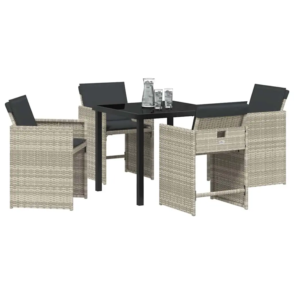 Garden Dining Set Outdoor Use 5 Piece Light Grey Poly Rattan Table Chairs