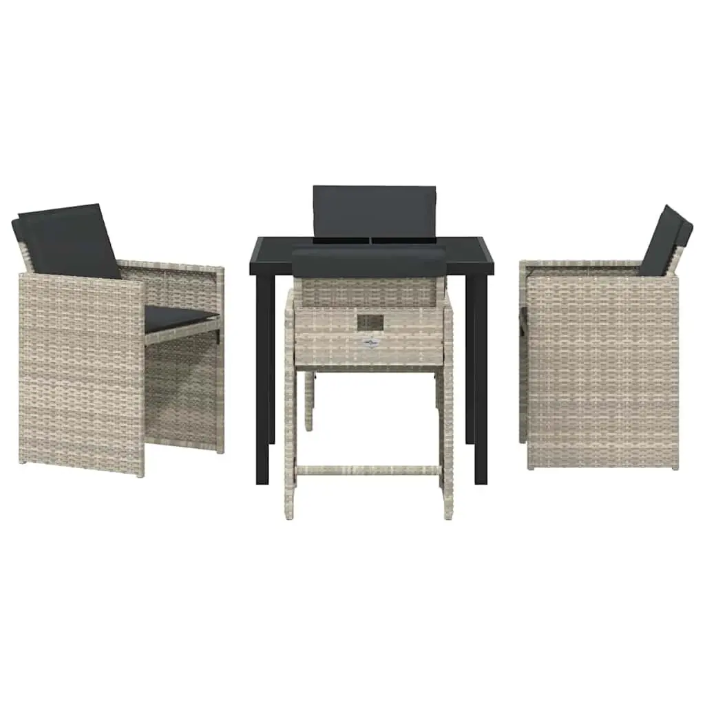 Garden Dining Set Outdoor Use 5 Piece Light Grey Poly Rattan Table Chairs