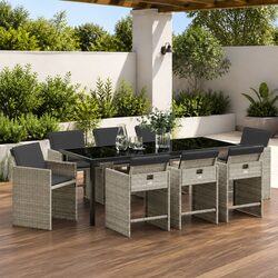 Light Grey Outdoor Dining Set: 9-Piece Specifications
