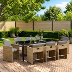 9 Piece Outdoor Dining Set: Dimensions & Materials