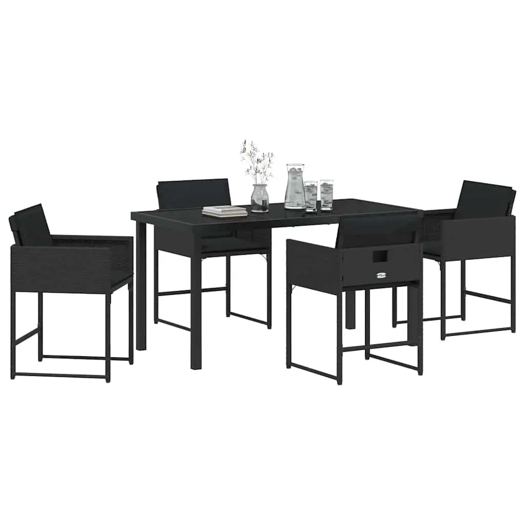 Outdoor Dining Set 5 Piece Modern Glass Table Cushioned Chairs for Patio Garden