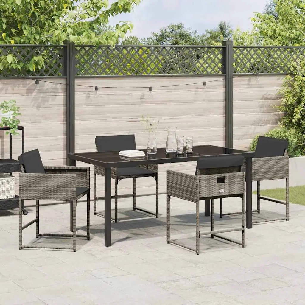 Garden Dining Set 5 Piece Outdoor Furniture Grey Poly Rattan Steel Frame Patio