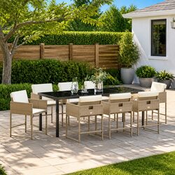 Specifications for 9-Piece Outdoor Dining Set: Beige Rattan