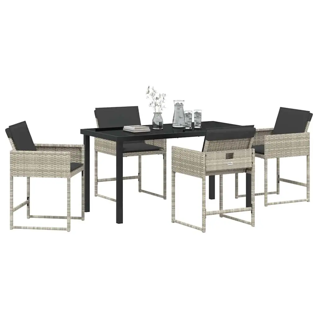 Garden Dining Set 5 Pieces Light Grey Outdoor Furniture Patio Table Chairs