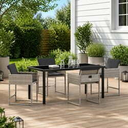 5-Piece Garden Dining Set Specifications: Light Grey Comfort