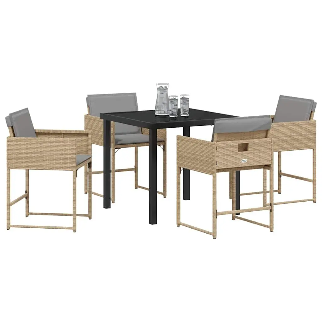 Garden Dining Set Outdoor Furniture 5 Pieces Patio Table Chairs Beige