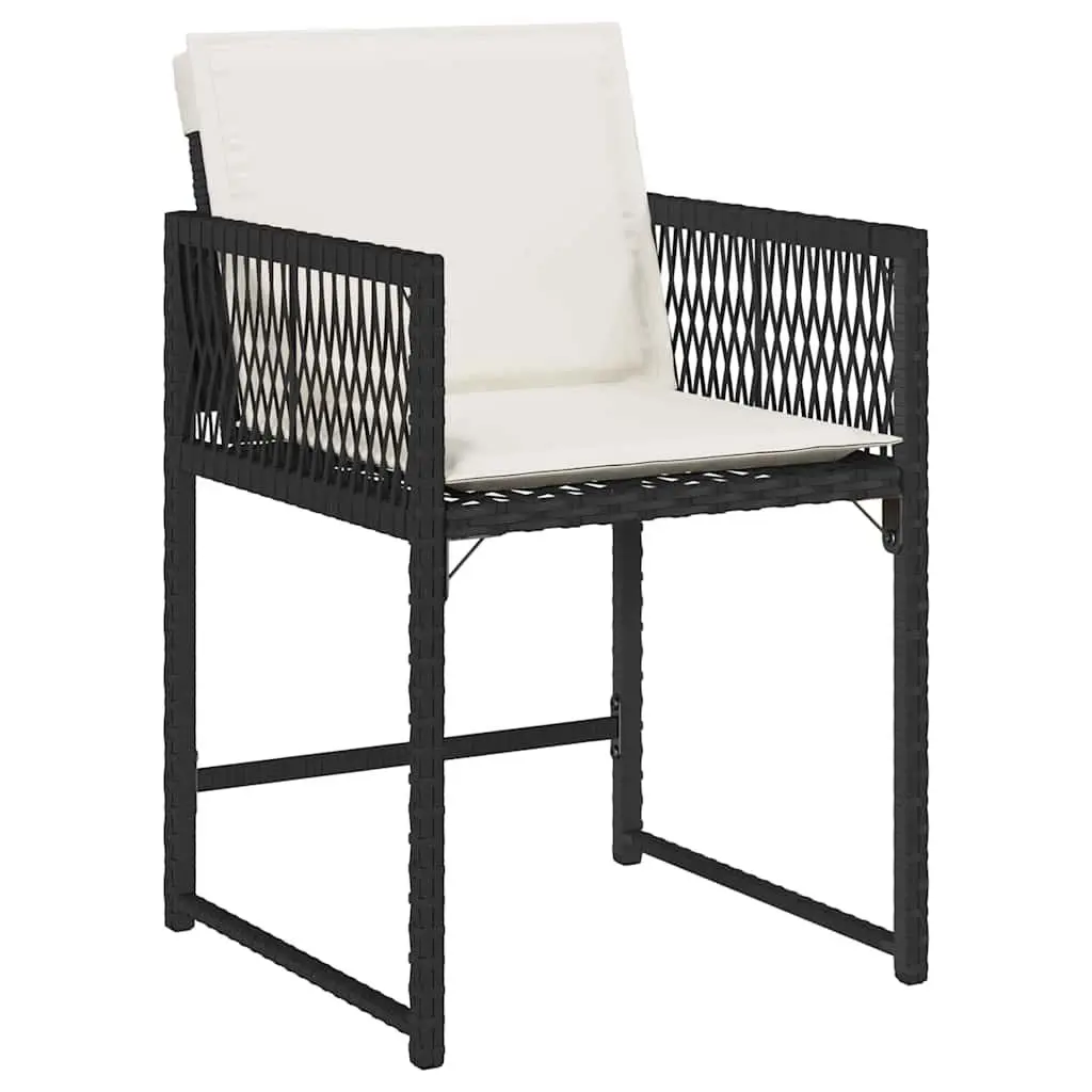 Garden Dining Set 5 Piece Outdoor Furniture Black Poly Rattan Steel Patio Table