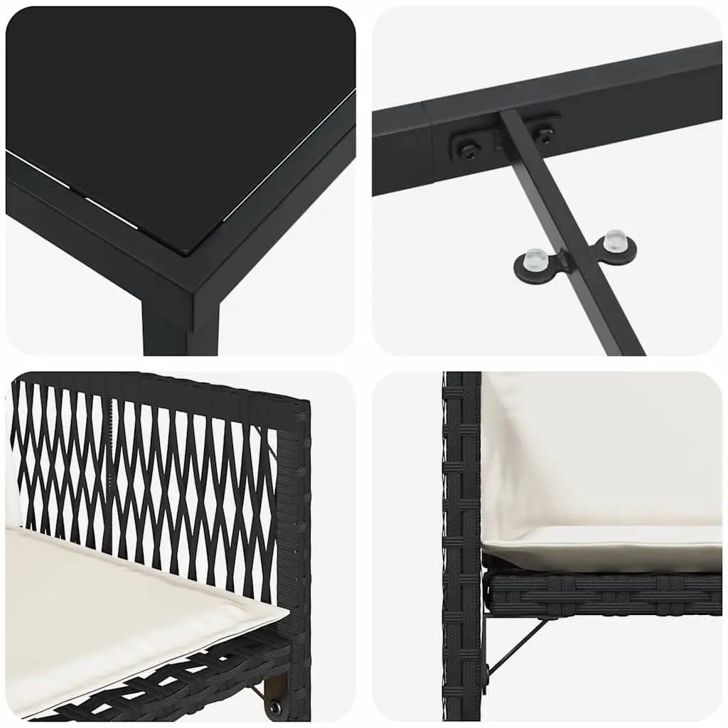 Garden Dining Set 5 Piece Outdoor Furniture Black Poly Rattan Steel Patio Table