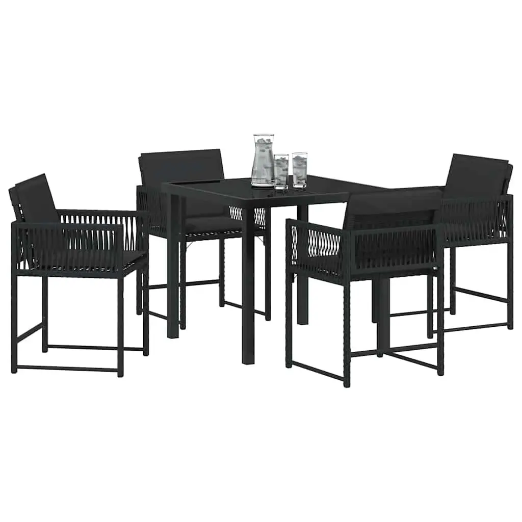 Garden Dining Set Outdoor Use 5 Pieces Black