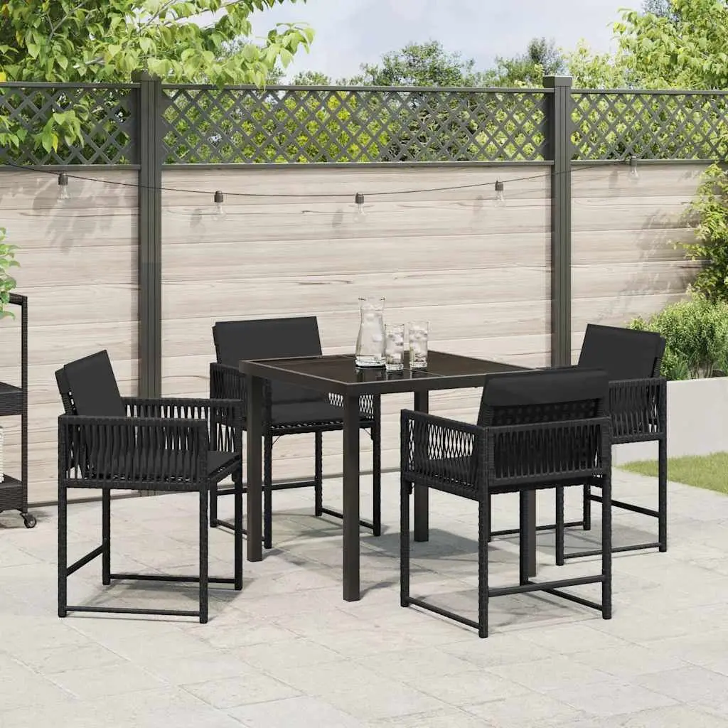 Garden Dining Set Outdoor Use 5 Pieces Black