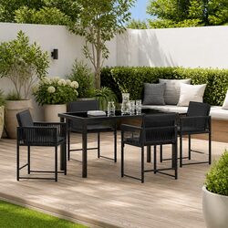 5-Piece Garden Dining Set: Black Table and Chairs