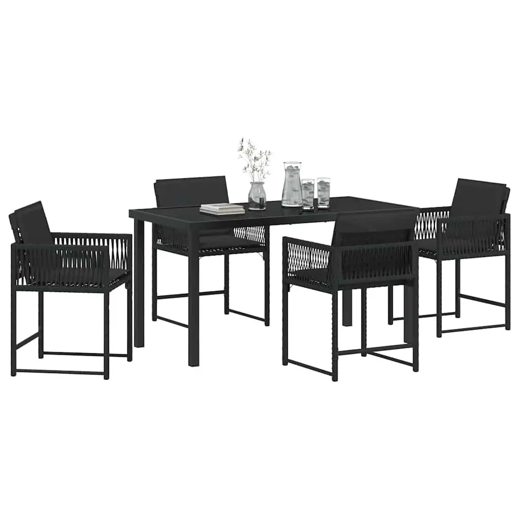 Garden Dining Set 5 Pieces Outdoor Furniture Patio Table Chairs Black