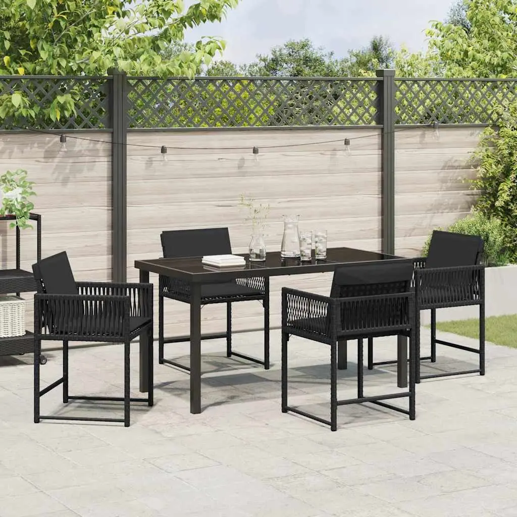Garden Dining Set 5 Pieces Outdoor Furniture Patio Table Chairs Black